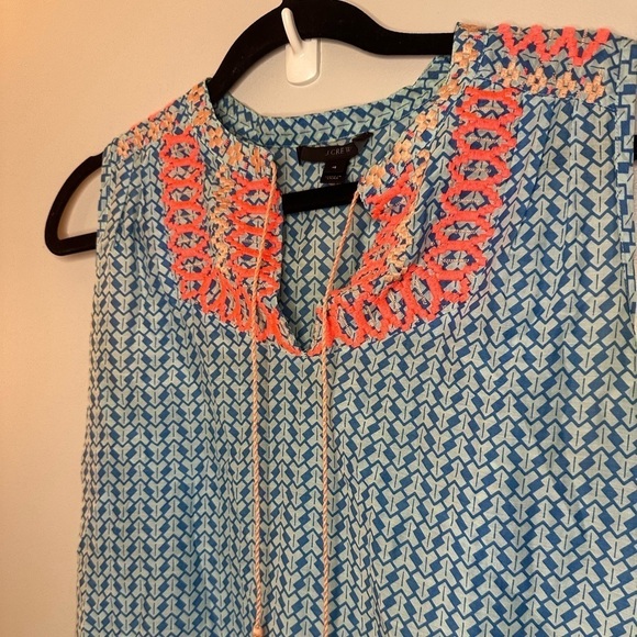 J Crew Sleeveless Neon Colored Top with Tassel Ties Size 4 - Picture 2 of 4